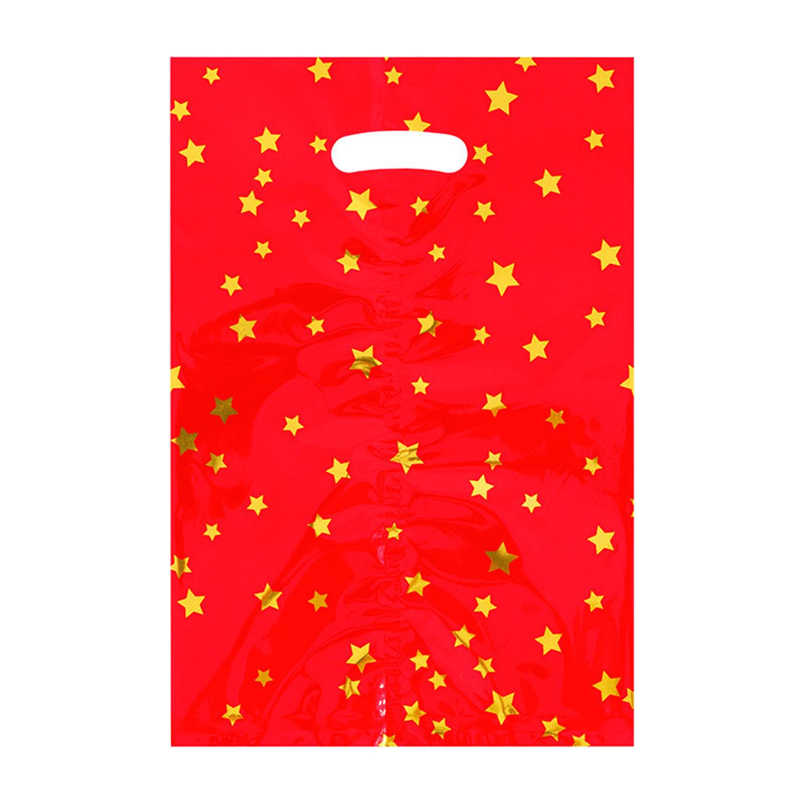 

Party Favor Bags with Star Pattern Aluminum Foil Material Durable Handle Cutout for Gift Packaging and Event Use Multipurpose One Size червоний