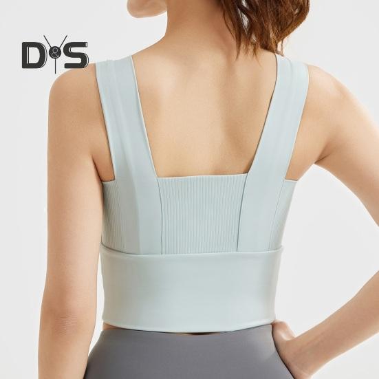 Dámská sportovní podprsenka se čtvercovým výstřihem, polstrovaný cvičební crop top s vestavěnou podprsenkou pro jógu, posilovnu, fitness, běh