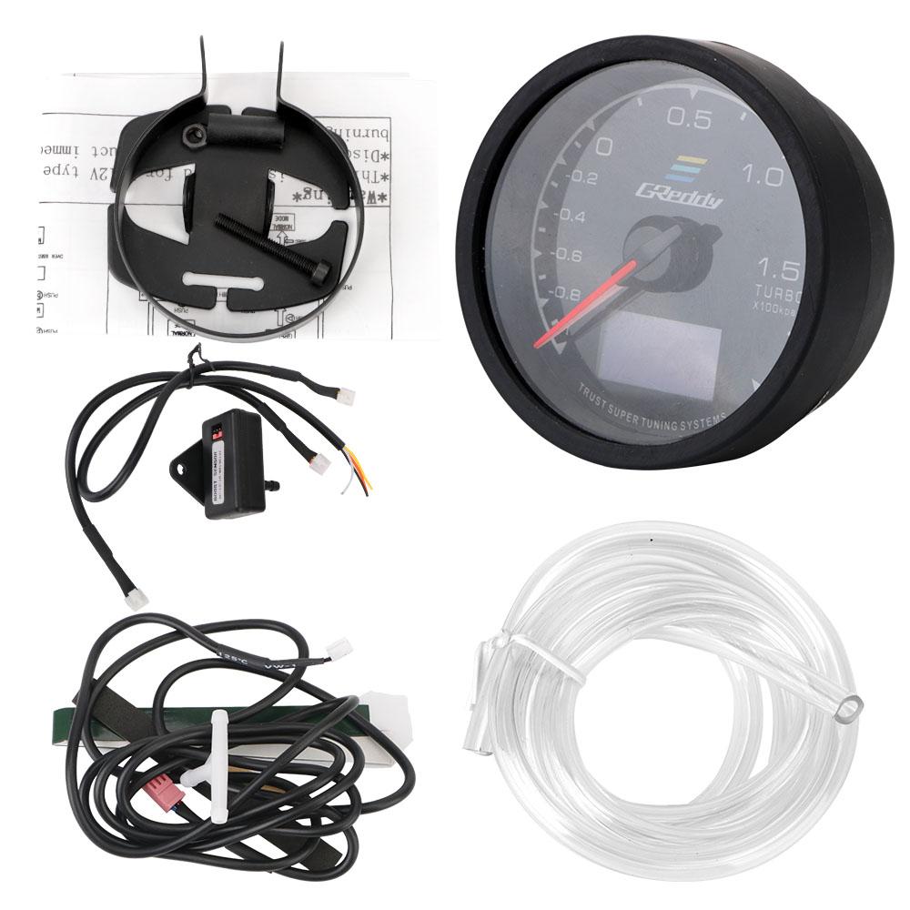 

Гоночный датчик 7 цветов Дисплей напряжения ЖК-цифровой дисплей Автомобильный датчик Датчик давления наддува турбины чёрный