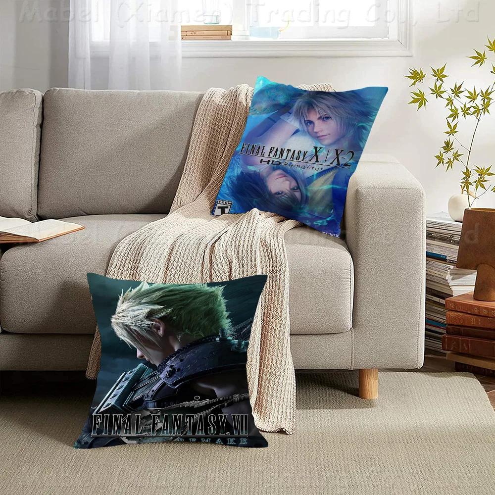 F-Final-F-Fantasy  Pillow Covers Cartoon Sofa Decorative Home Double-sided Printing Short Plush Cute Cushion Cover