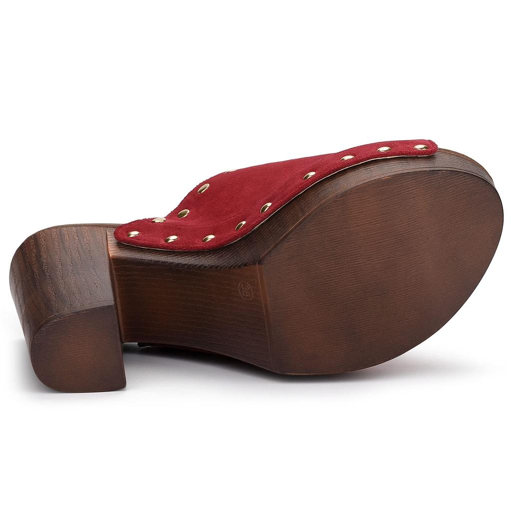 Allegra K Women's Open-Toe Platform Slide Mule Sandals with Thick Heels, Red, Size 25.5cm