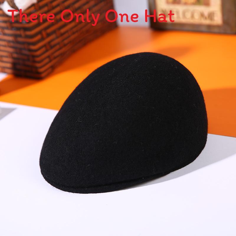 Wool Felt Beret With Short Brim For Autumn Winter Men And Women