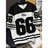 2025 Summer New Men's 66 Letter King Printed T-shirt Men's Short Sleeve Sportswear Football T-shirt Vintage T-shirt Men's Clothi