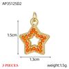 3PCS/LOT CARLIDANA Gold Plated Stainless Steel Colorful Star Pendants Charms for DIY Jewelry Making Necklace Earrings
