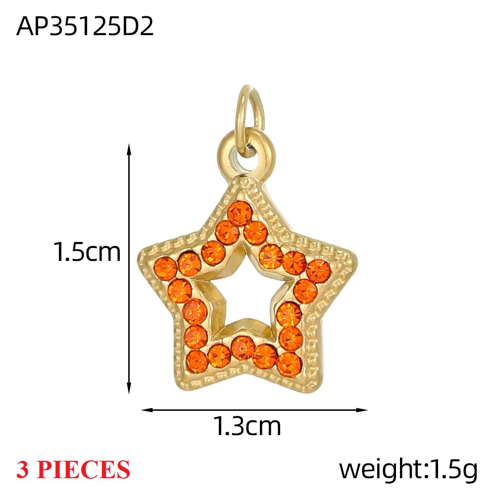 3PCS/LOT CARLIDANA Gold Plated Stainless Steel Colorful Star Pendants Charms for DIY Jewelry Making Necklace Earrings