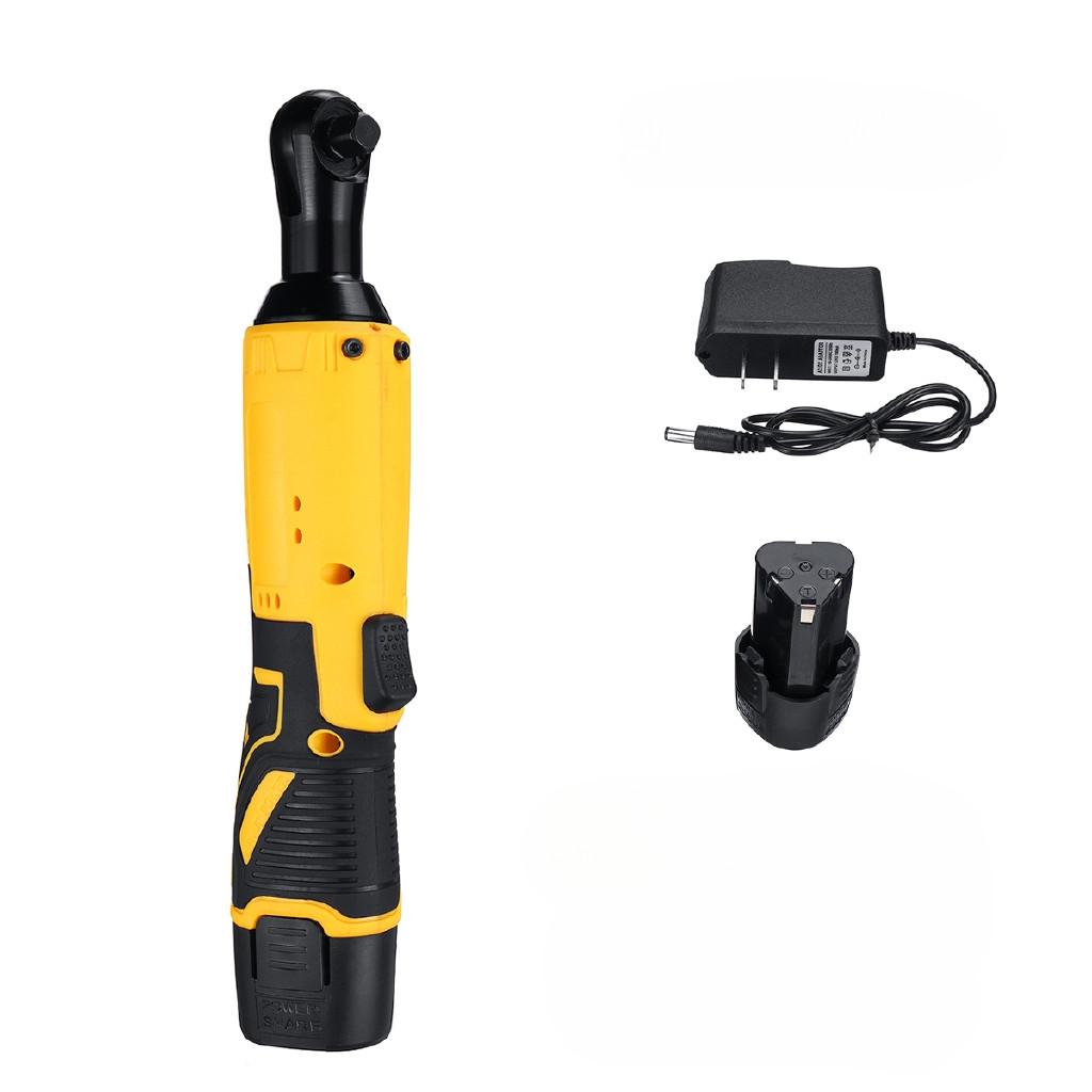45N.m 12V Rechargeable Cordless 3/8'' Electric Ratchet Wrench 90° Right Angle Wrench Power Tool With LED Lighting