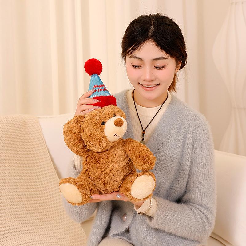 Aurora Happy Birthday Teddy Bear Plush Toys Sweet Smile Stuffed Soft Wedding Gift Baby Toy Valentine Lover Gift Cute Animal Doll