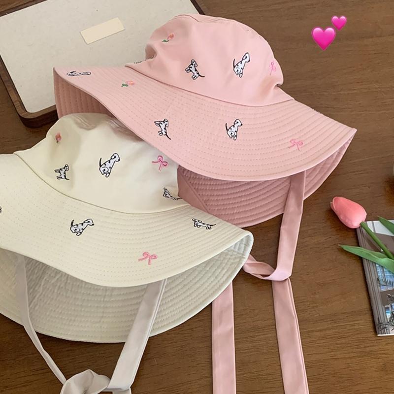 Fisherman Hat Bucket Hat for Girls Colorful Embroidered Casual Caps for Sports Gym Mountain Camping Hat Outdoor Sunshade