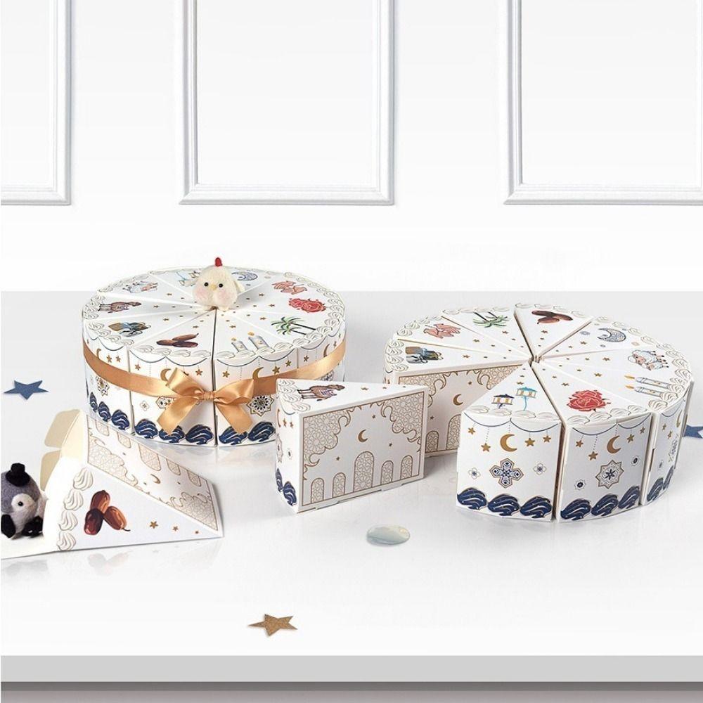 10 Pieces/Bag Paper Cake Shaped Gift Box Triangular Middle East Dessert Packaging Boxes Cute Cookie Candy Treat Box Baby Shower