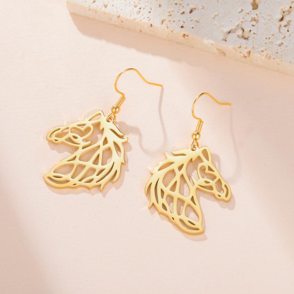 Cazador Horse Pendant Earrings for Women Stainless Steel Gold Color Animal Jewelry Drop Earrings Birthday Gifts 2026 Wholesale