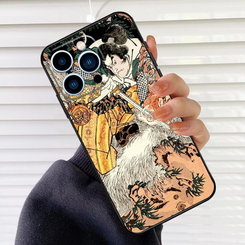 Anime Japanese Samurai Phone Case For iPhone 17 16 15 13 11 12 14 Pro Max mini 15 16 Plus 16e 17 Air Cover Fundas