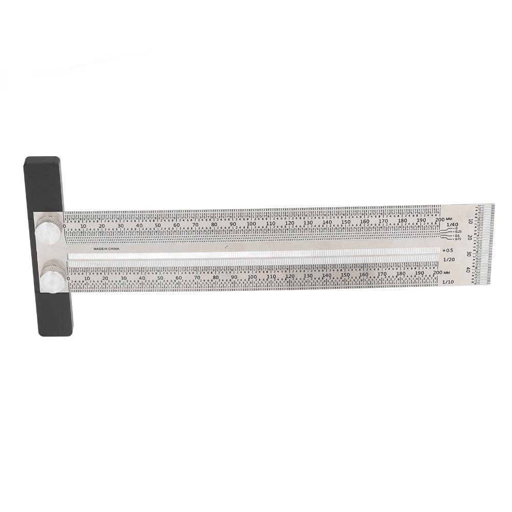 Stainless Steel Carpenter T Ruler Silver Measuring Gauge Precision Marking Tool Drafting Use
