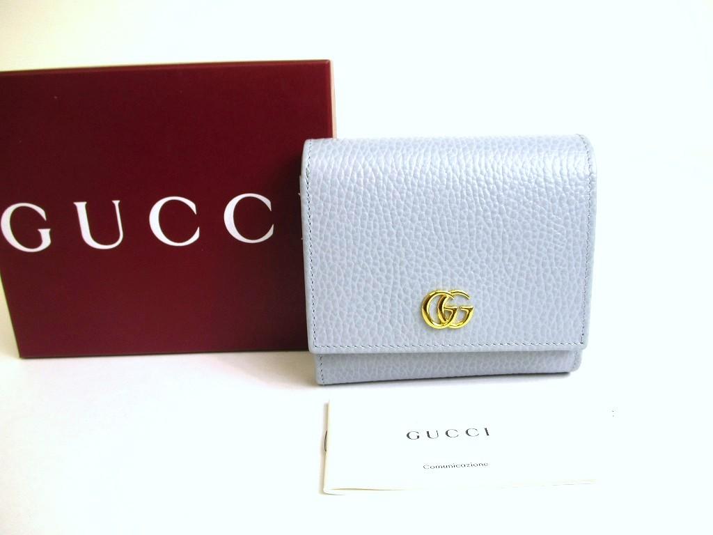 

Authentic GUCCI Double G Light Blue Leather Bifold Wallet Compact Wallet #a833 Refurbished