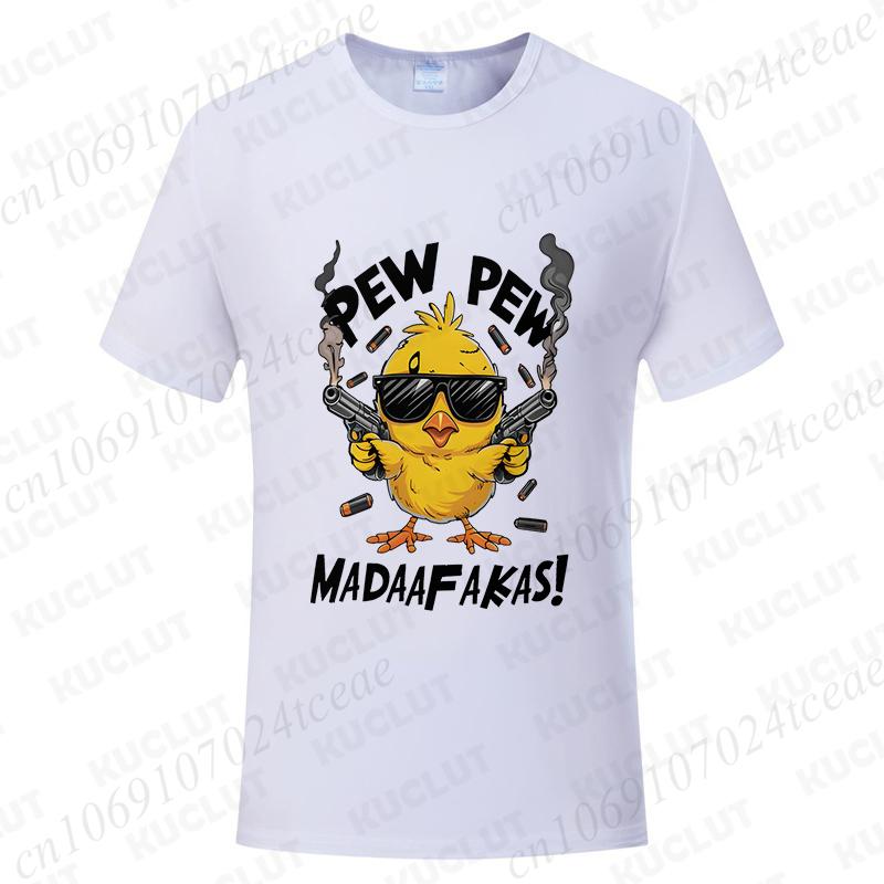Pew Pew Madafakas Men's T-shirts Cute Chick Funny Graphic Tops Summer Short Sleeve Tees Trendy Streetwear Male Oversized Clothes