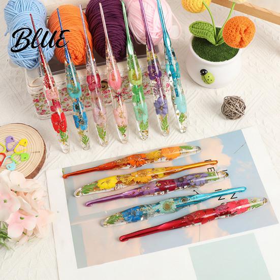 Decorative Crochet Needle Resin Hook for Beginners Crocheting Lovers 2.0mm-8.0mm Ergonomic Smooth Surface with Long Floral Handle Blankets,
