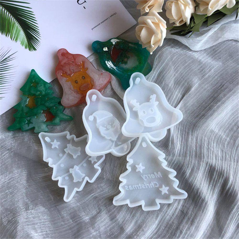 Hanging Tags Christmas Tree Xmas Ornament Silicone Mould Epoxy Resin Molds Crystal Resin Mold