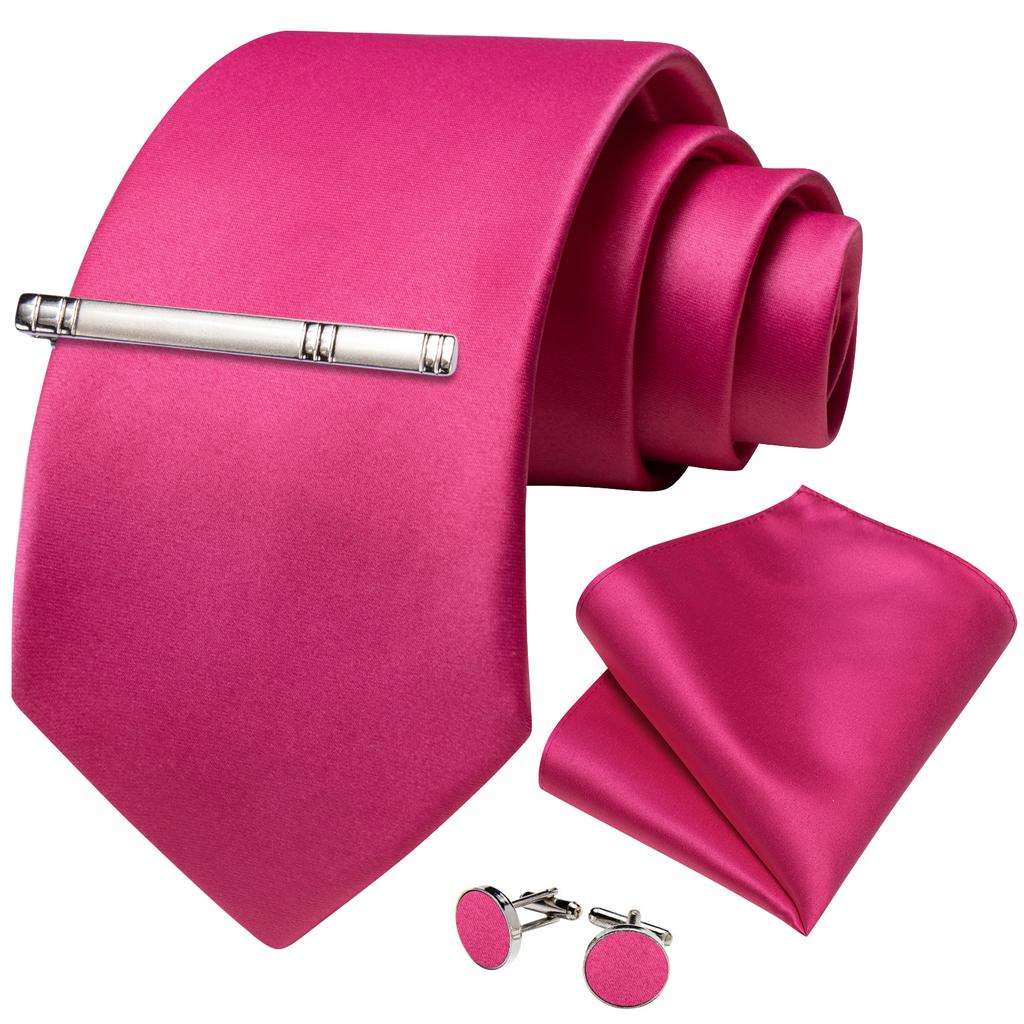 US Slik Mens Tie Clip Set Purple Striped Necktie Pocket Square Cufflinks Wedding