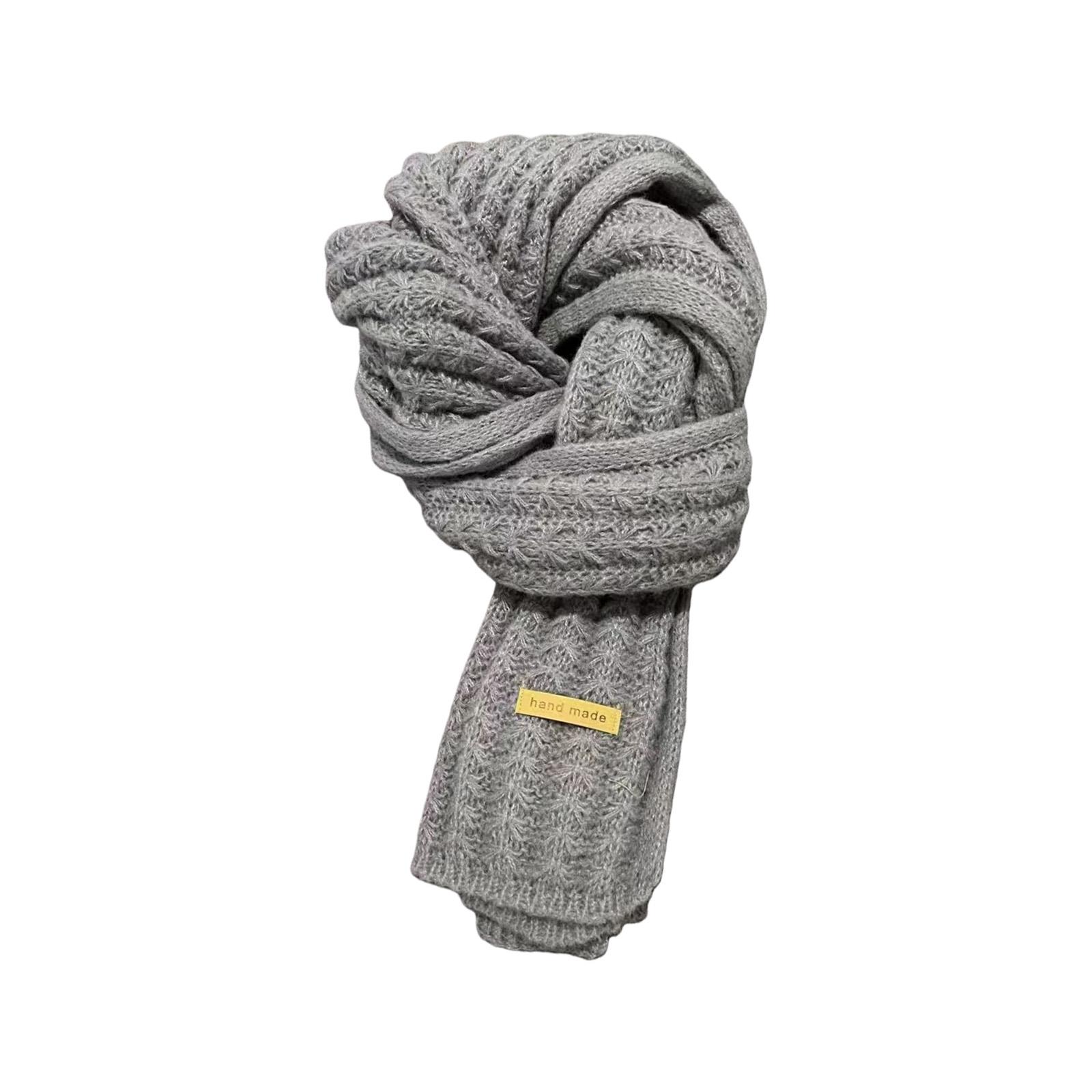 Cosy Winter Scarf With Soft Knitted Wool Fabric Detailing For Men Women Couples Cold Weather Essential серый