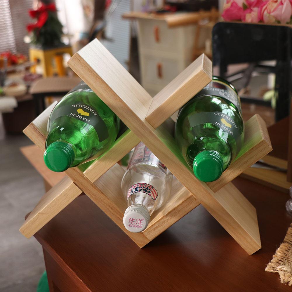 4-Bottle Wine Display Rack Standing Wine Storage Shelf Modern Solid Wood Wine Rack Showrooms