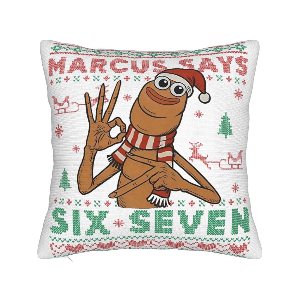 Funny Marcus the Worm Satan Claus Christmas Hat Pillowcase Printing Polyester Cushion Cover Decorations  Pillow Case Cover