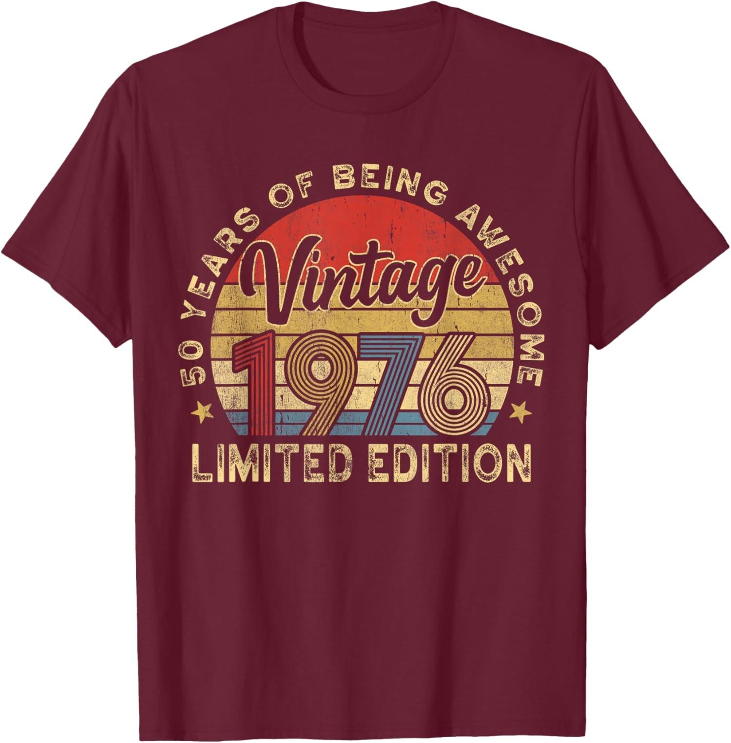 Retro 50th Birthday 1976 50 Year Old Birthday Party Unisex T-Shirt S разноцветный