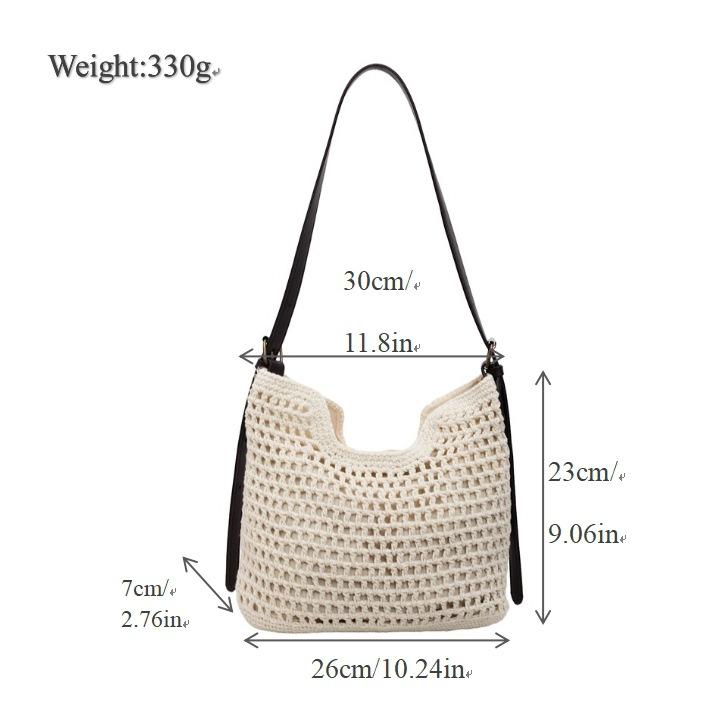 Lazy cotton thread straw bag women s new shoulder crossbody woven bag large capacity leisure vacation beach tote bag Magnetic buckle