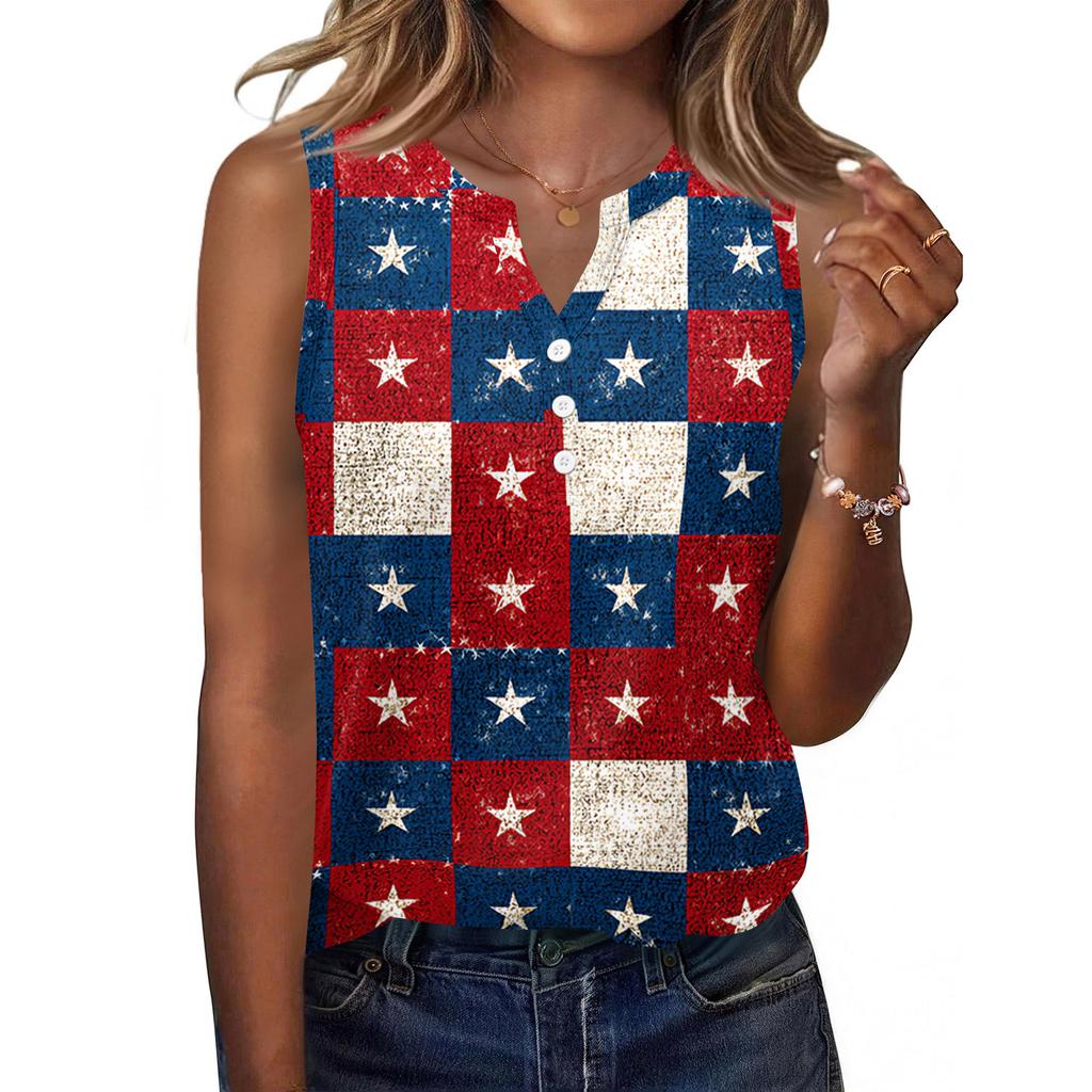 Square Collar Tank Top Women Print Tank Tee Casual Loose Fit Sleeveless Shirt