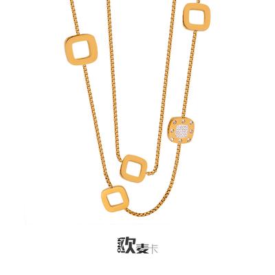Geometric Long Sweater Chain Women'S Light Luxury Wind Titanium Steel Gold-Plated Non-Fading Necklace
