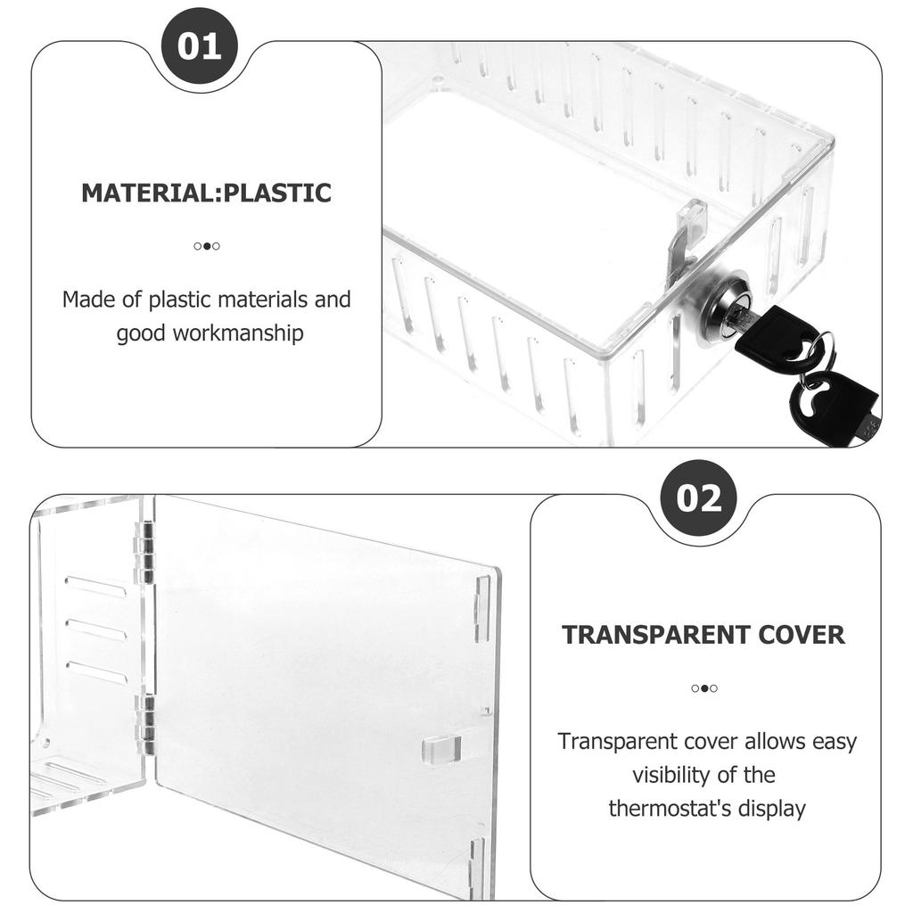 Sturdy Transparent Thermostat Guard Lock Box for Wall Mounted Thermostats Compatible with Most Models Easy Visibility Secure