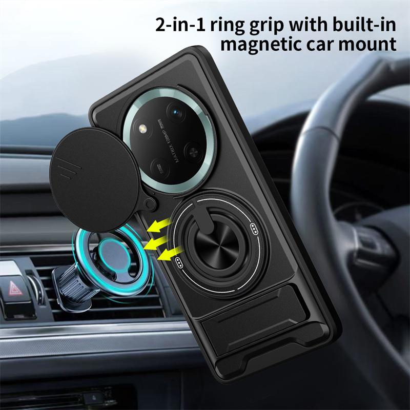 Armor Funda For Honor Magic7 Lite 5G Case Magnetic Holder Ring Stand Phone Cases For Honor Magic 7 Lite Slide Lens Protect Cover