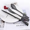 JANKNG 20-Piece 18/10 Stainless Steel Tableware Set Mirror Polishing Black Serive for 4 Heavy Modern Knife Set Spoon Fork Kitchen Utensils