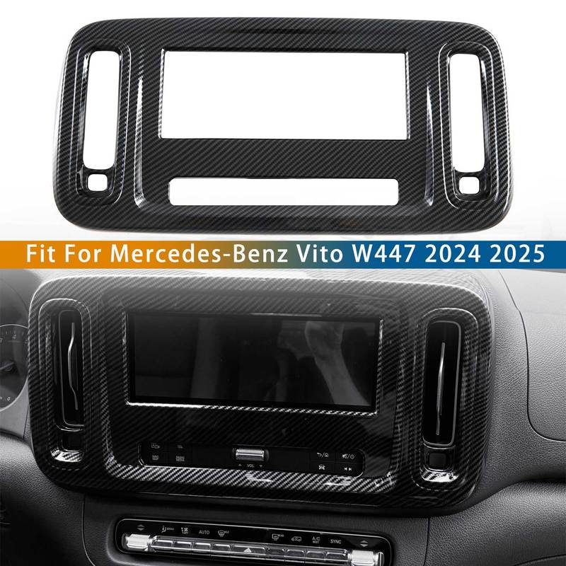Car Accessories For Mercedes-Benz Vito W447 2024 2025 ABS Carbon Fiber Style Interior Console Navigation Panel Trim Cover