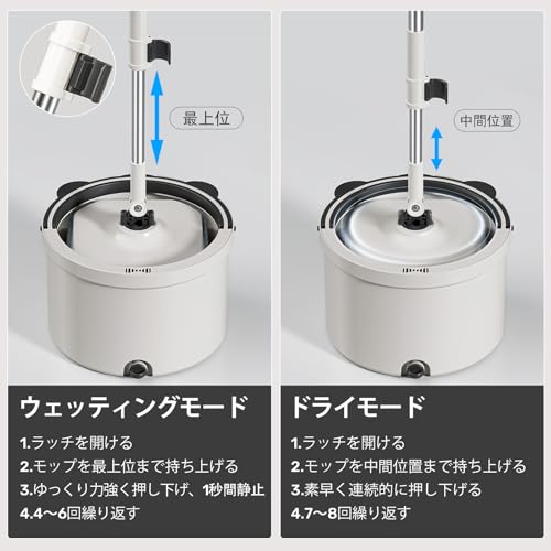 HoMettler Rotating Mop, Water-Separating Mop, Wet/Dry Mopping, Water-Saving Design, Triangular Head with Squeegee, Lightweight, Gentle on Floors, Adju