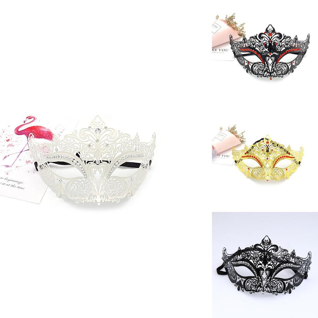 Costume Prop Mask With Metal Embellishments And Rhinestones For Halloween Party