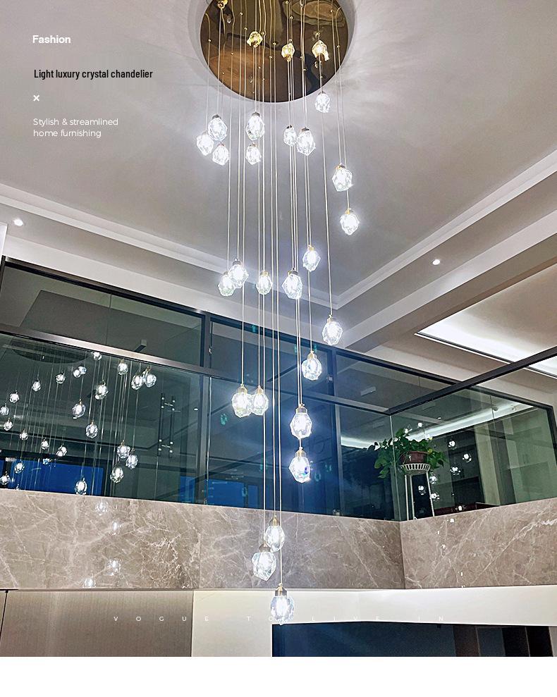 Modern Crystal Duplex Pendant Lamp for Luxury Mezzanines and Lofts