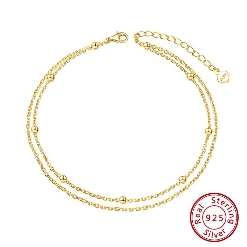 

Effie Queen 925 Sterling Silver Layered Satellite Cable Chain Anklet Bracelet Women Link Foot Chain Dainty Summer Jewelry SA14