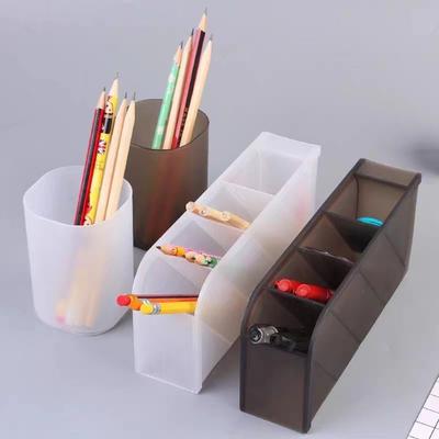 Transparent Pen Container Frosted Stationery Storage Box Multifunction Desktop Organizer  Students