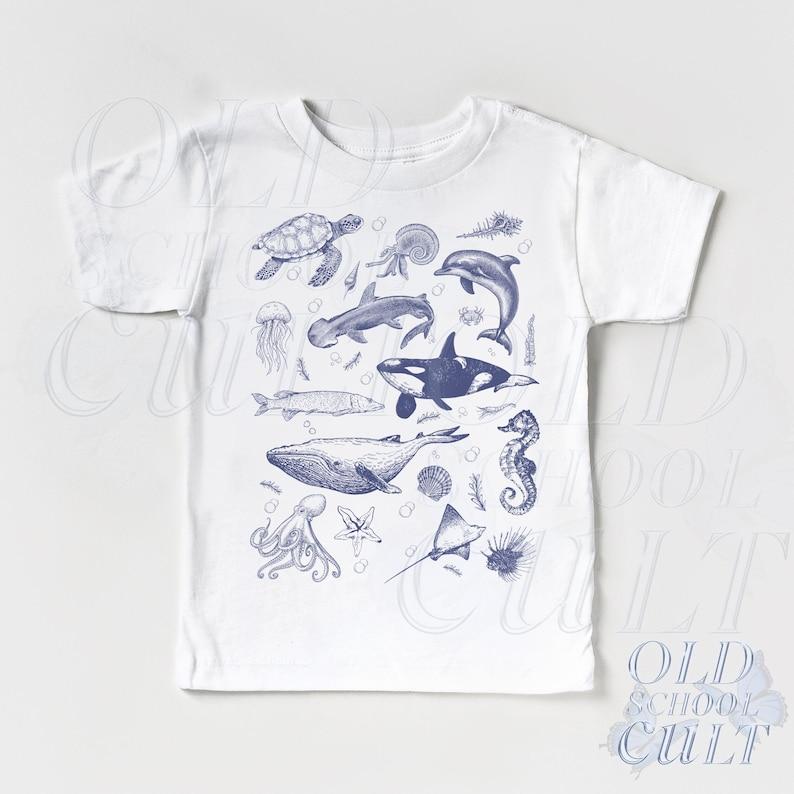 Ocean Animals Kids T-Shirt, Marine Life Graphic Tee, Sea Creatures Youth Shirt, Toddler Nautical Animal Top, Cute Ocean Kids Gift 120
