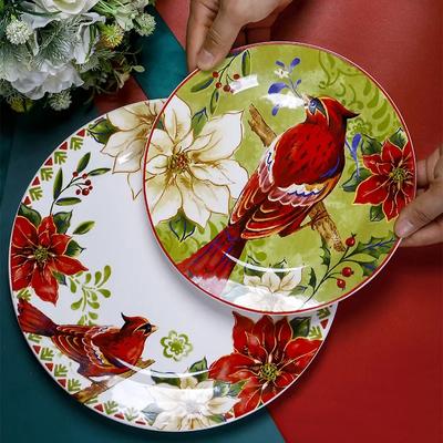 Christmas CeramicTableware Set High Grade Underglaze Colored Western Dining Plate Festival Dinner Party Cutlery Decorative Plate