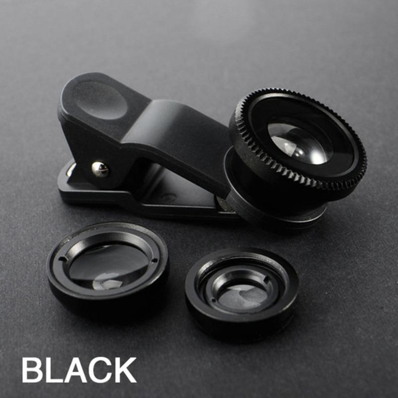 3 In 1 Wide Angle Micro Zoom Fisheye Lens Clip For Samsung Huawei Phone Camera Webcam Cover Case