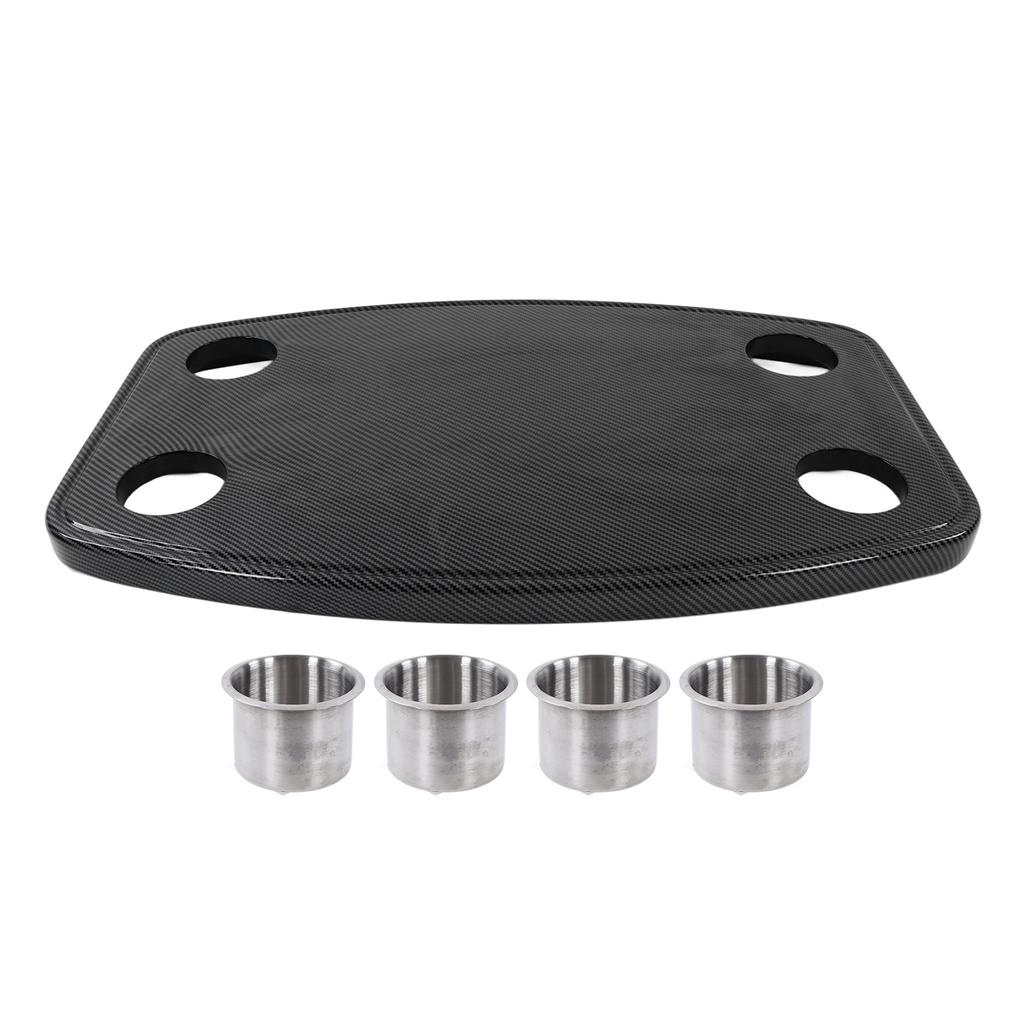 RV Removable Table Carbon Fibre Style 600x380x30mm with 4 Cup Holders for Yacht Caravan Camper