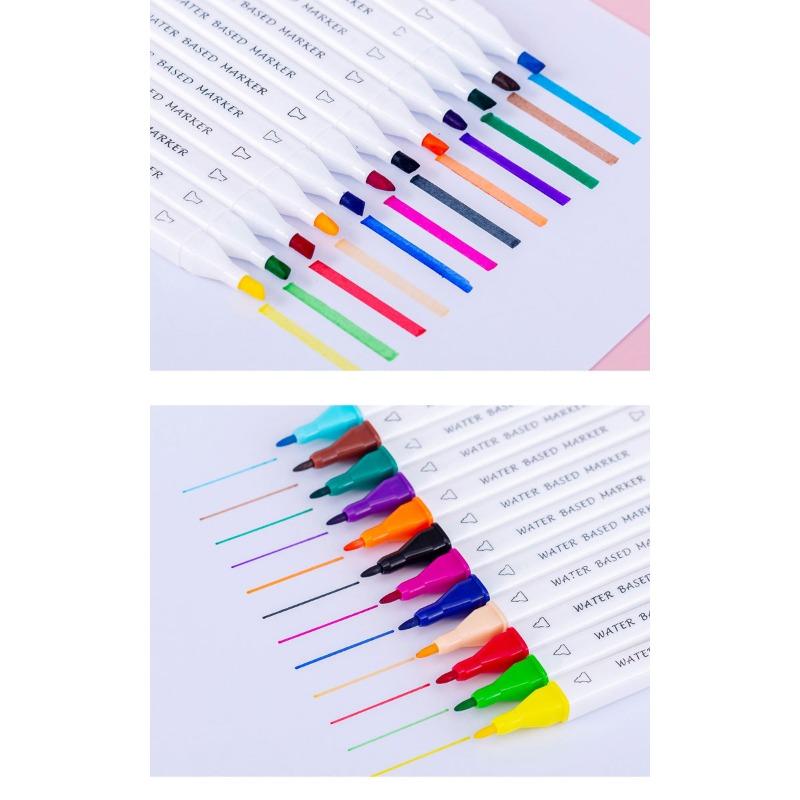 Dual Head Washable Marker Pen Set Student Art Drawing Stationery Supplies
