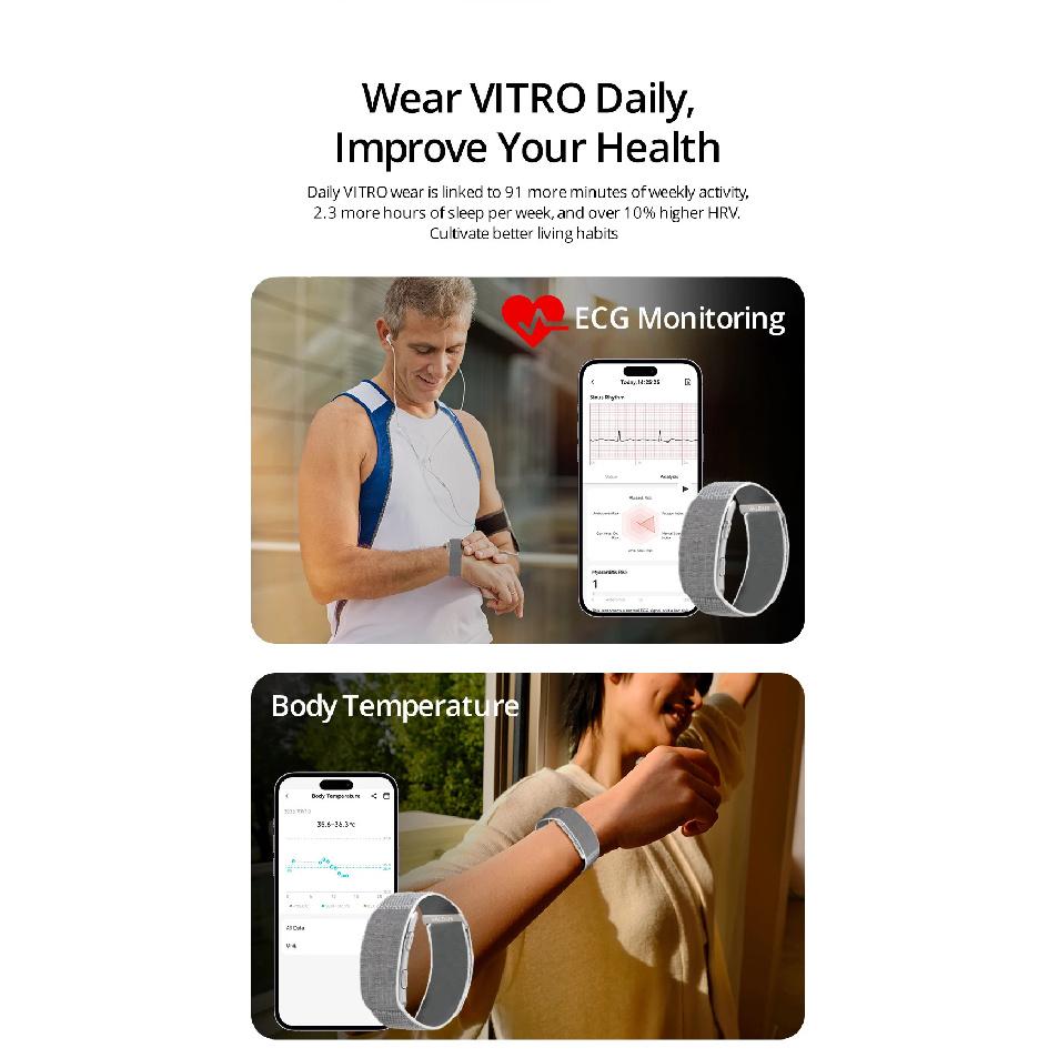 VALDUS New VITRO Smart Bracelet ECG Health Tracker Sports Fitness Heart Rate Blood Pressure Man Woman Wristband For ios Android