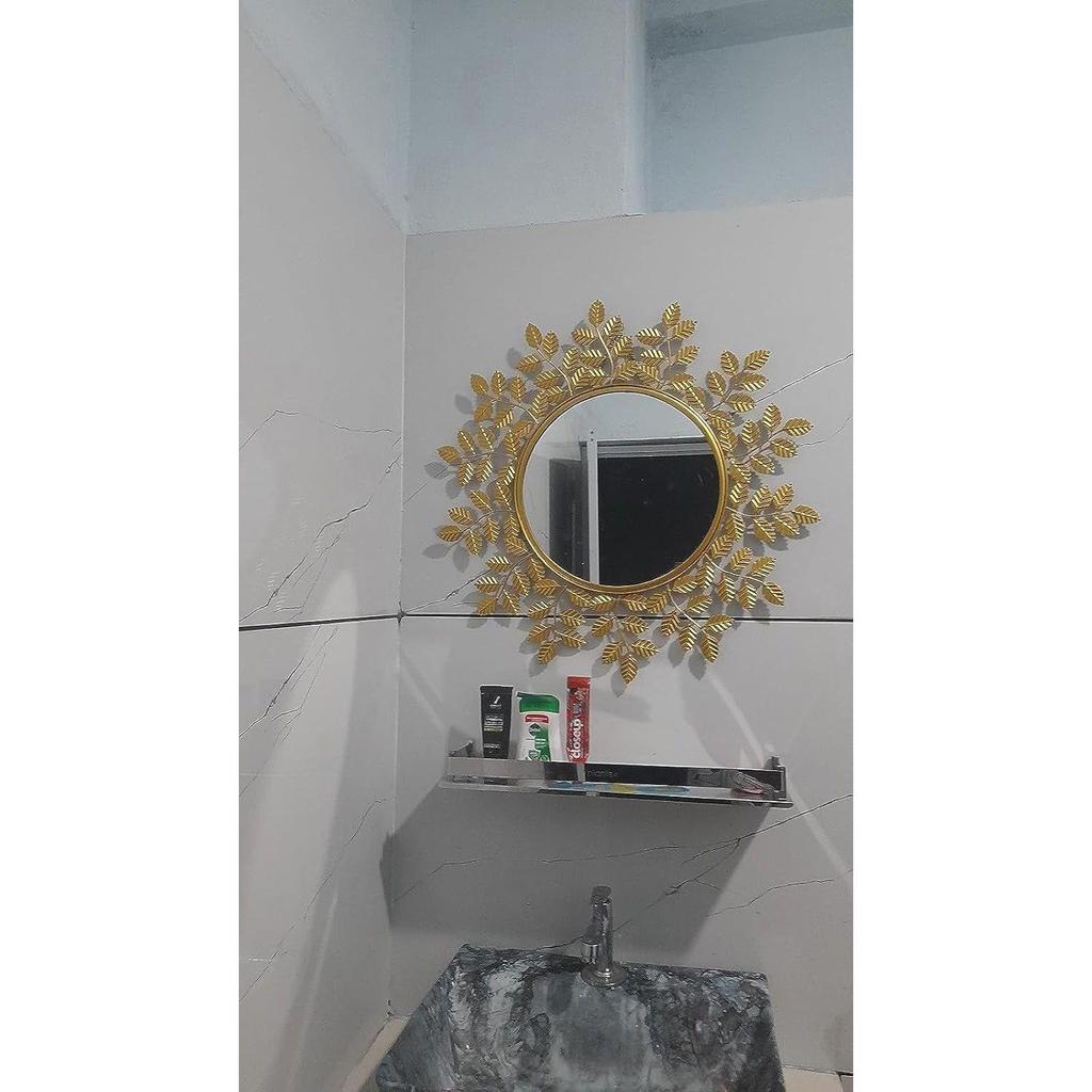 Rostfreier & Wetterfester Wandspiegel - Idealer Spiegel für Wohnzimmer, Badezimmer, Schlafzimmer, Foyer | Eingangsbereich, Waschbeckenbereich - Gold 1 Stück