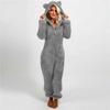 Dames Pluche Romper Herfst Winter Flanellen Pyjama Lange Mouw Rits Hoge Hals Muts Warmhouden Meisjeskleding Nachtkleding Loungewear