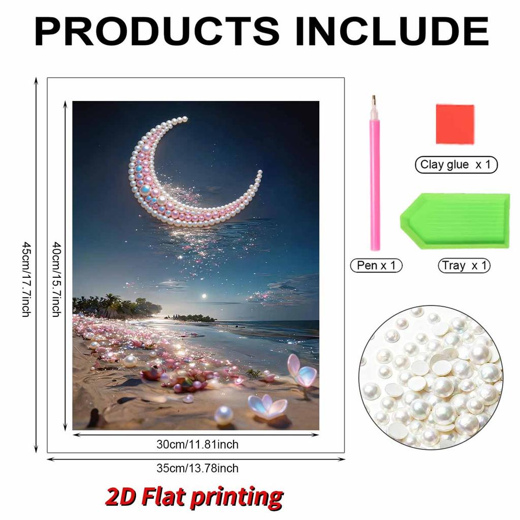 Pearl DIY The Night View of The Bay Art Kits 15.7x19.6inch Gem Art Pearl Painting Kits Without Frame for Adults Gift Idea Home Wall Decor