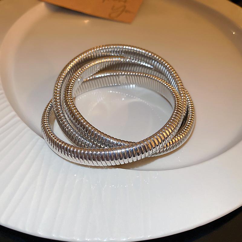 Minimalist Double-Layer Hollow Armlet: European & American Style, Exaggerated & Fashionable High-End Bracelet