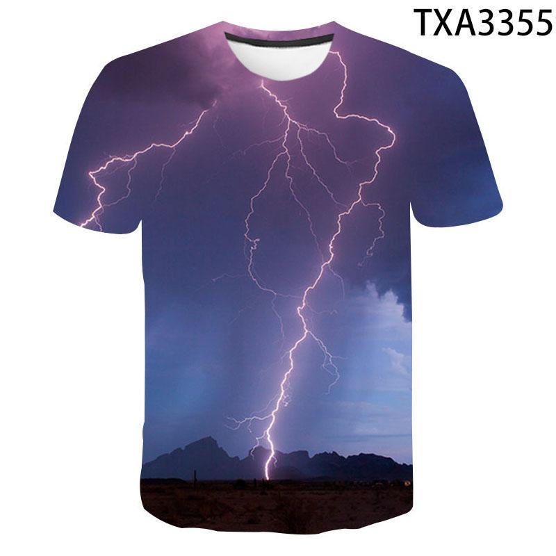 Fashion Summer Thunderbolt T Shirt Men Women Children Lightning Flash 3D Print T-shirt Boy Girl Kids Short Slevee Tops Cool Tee
