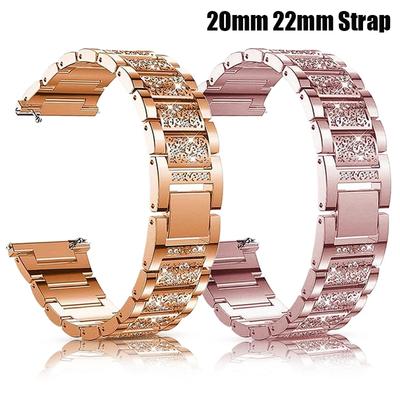Cinturino con diamanti da donna 20mm 22mm per Huawei Xiaomi Samsung Galaxy Watch 4 3 Fascia classica 46mm 42mm 41/45mm Cintura attiva 2 40mm 44mm Bracciale in metallo