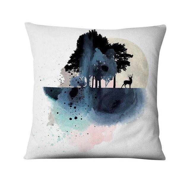 Aquarell Wald Druck Kissenbezug Kissenbezug Dekorativ Heimdeko Sofa Moda